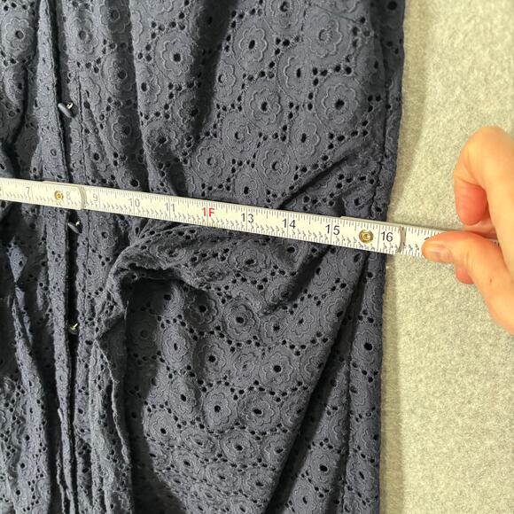 Talbots Dress 4 Navy Knee Eyelet Tie Front Shirt Cotton Sailor Mod Career Church - Picture 10 of 12